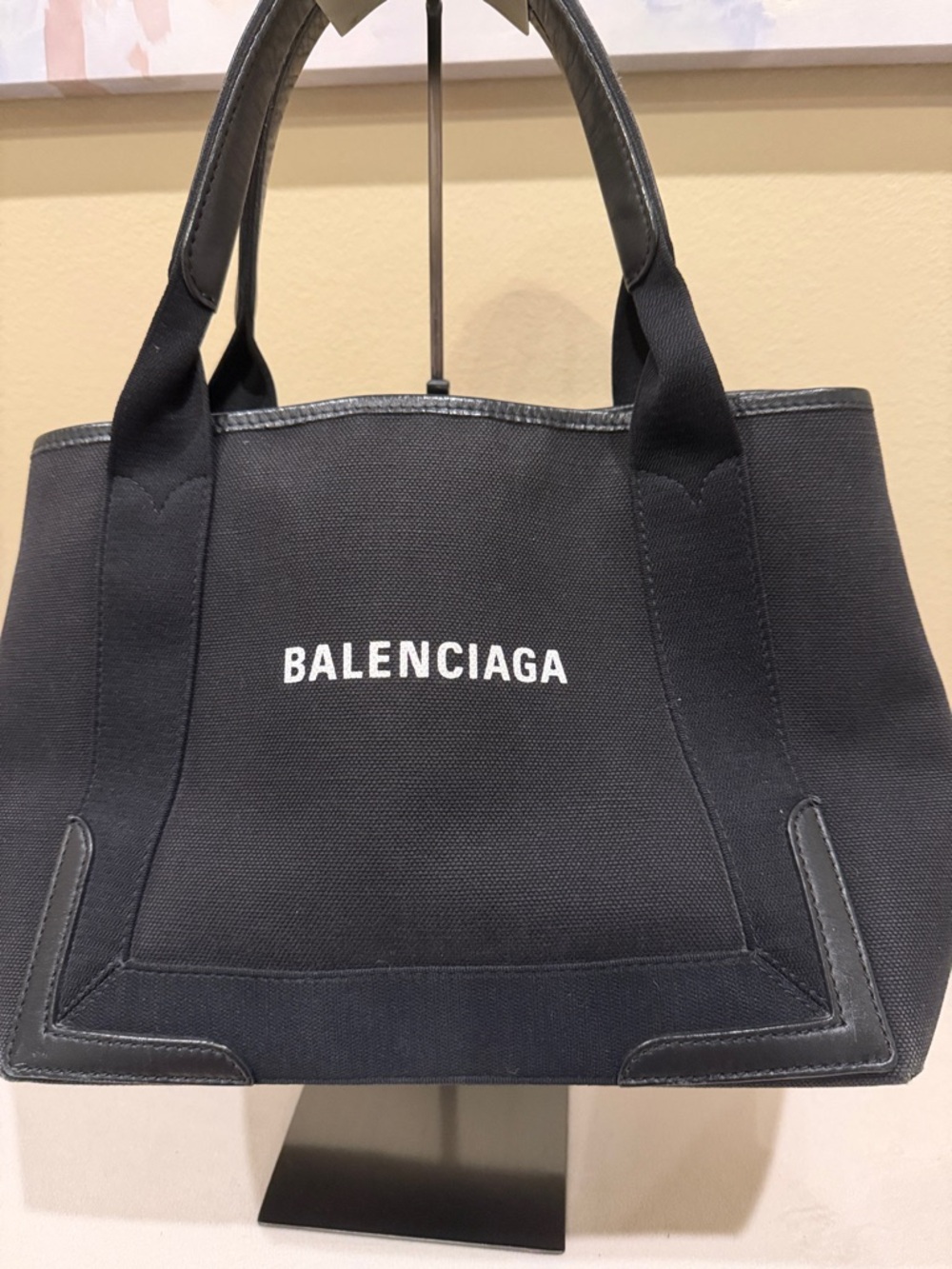Balenciaga Navy Cabas Tote Bag.